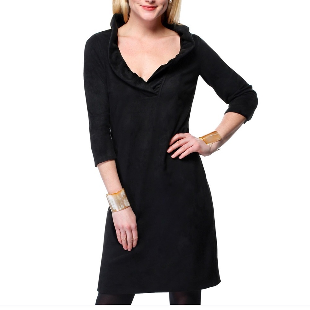Gretchen Scott Ruffneck suede dress NWT